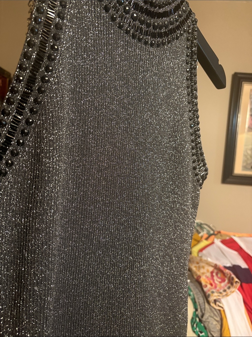 Grace Elements Sparkle Beaded Mock Neck Tank - Black - Picture 2 of 5
